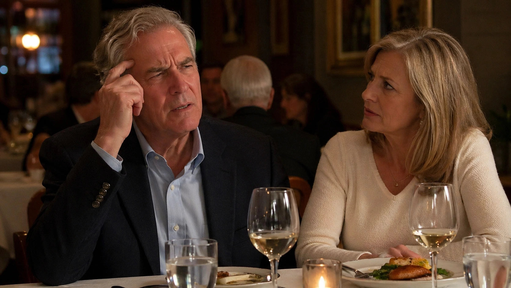 Couple at dinner table