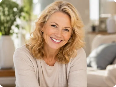 Woman with glowing skin smiling