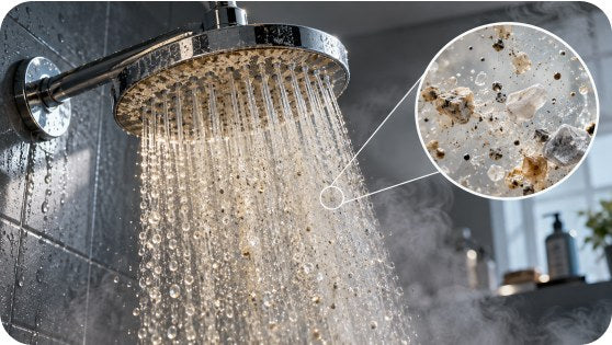 Particles in shower water