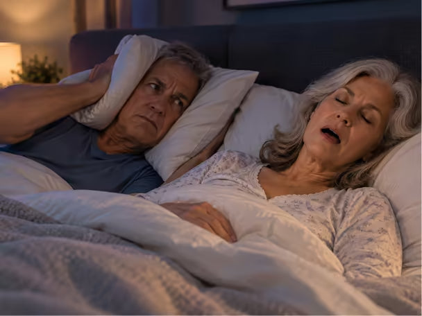 Woman kept awake by a snoring partner