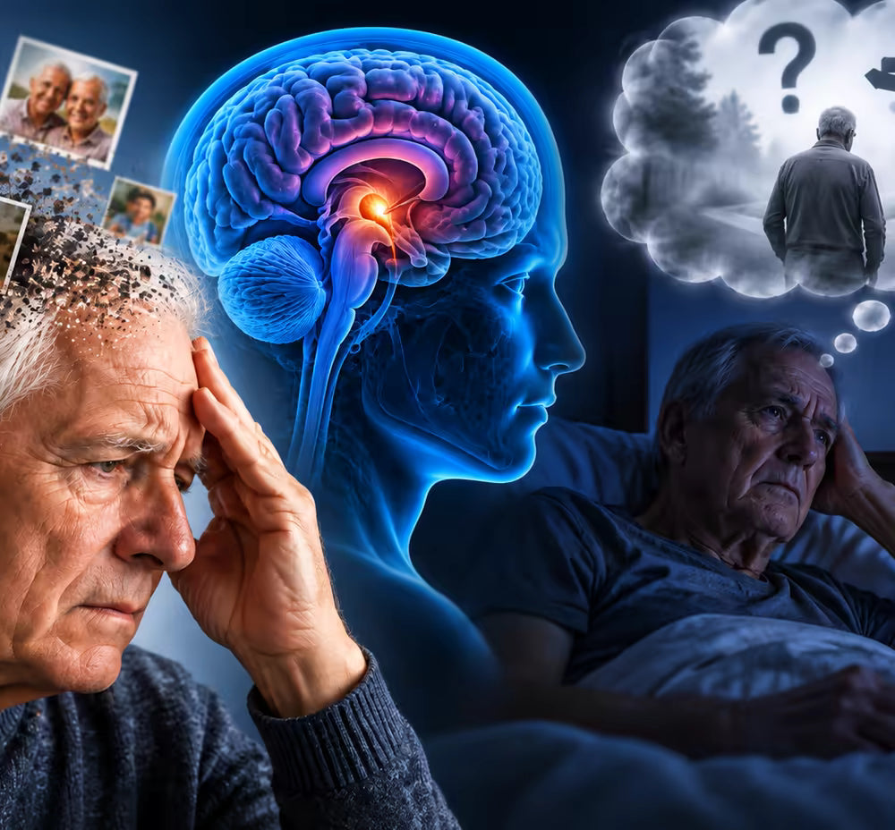 Senior man with memory loss, brain fog and sleepless nights