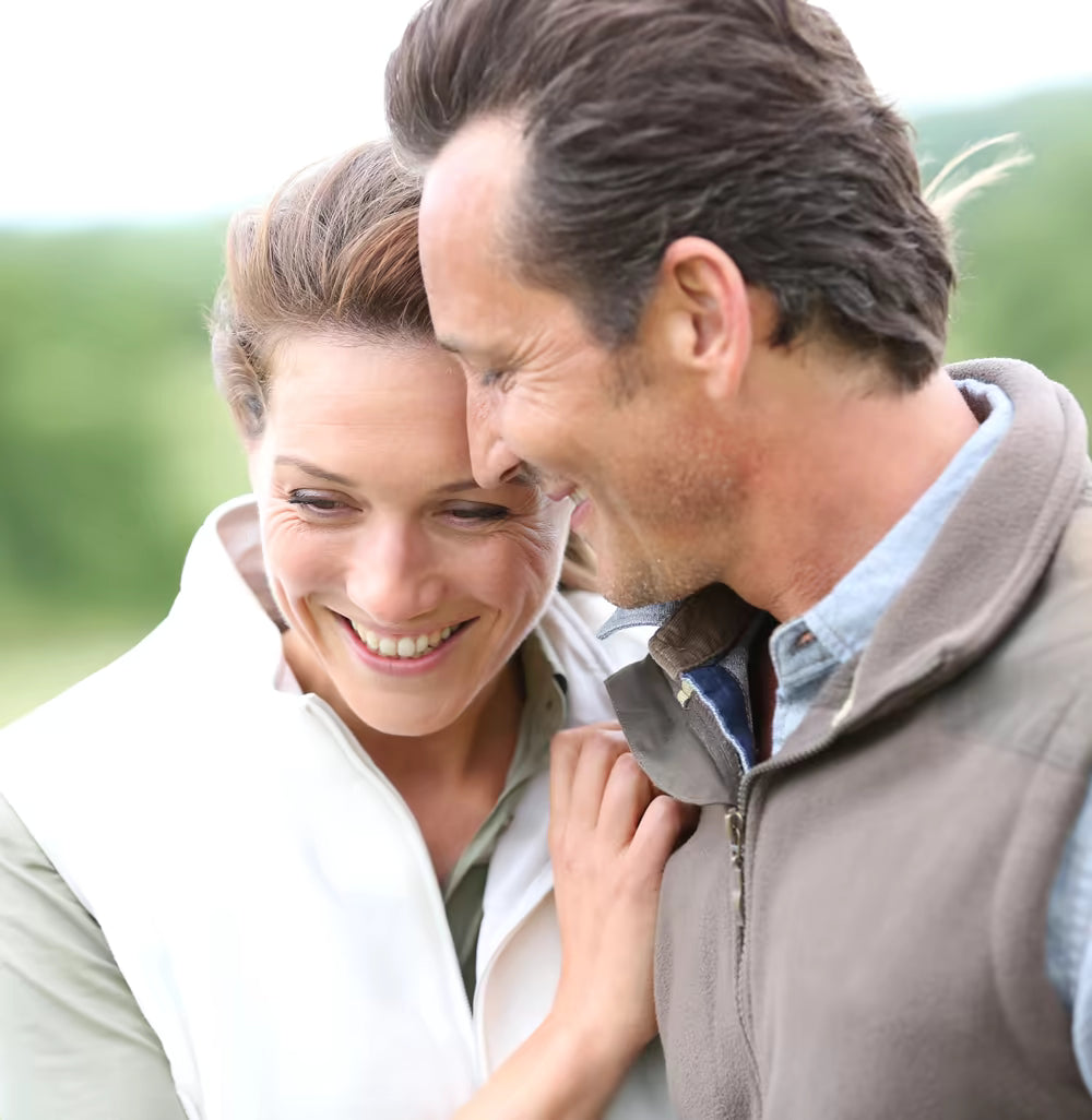 Happy senior couple smiling together