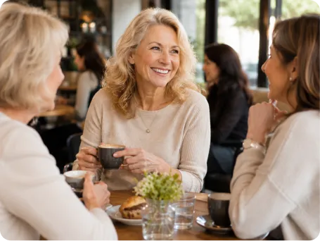 Women socializing over coffee
